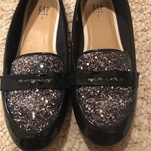 GAP Girl loafers black with Glitter top accent